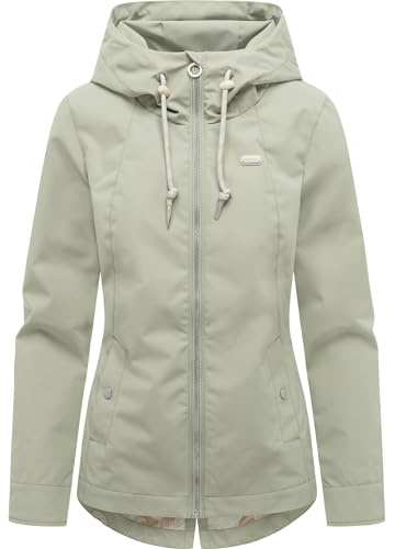 Ragwear dam vattentät lätt övergångsjacka kort jacka med huva Monadde XS-3XL, Dammig oliv, XS