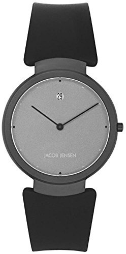 Jacob Jensen Damen-Armbanduhr 35mm Armband Kautschuk Schwarz Gehäuse Vergoldetes Edelstahl Batterie 103
