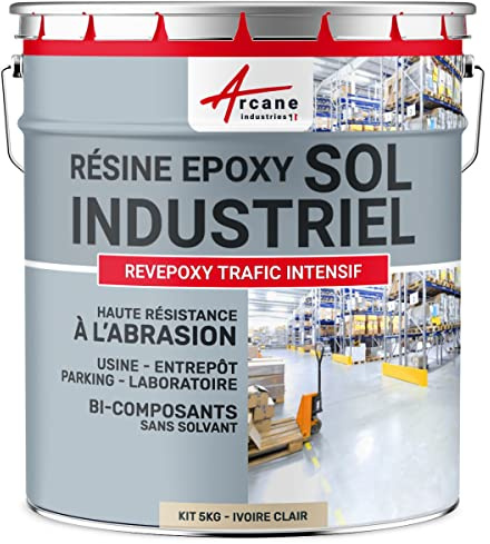 Peinture Époxy Sol Industriel et Parking Trafic Intensif 5 Kg Ivoire Clair
