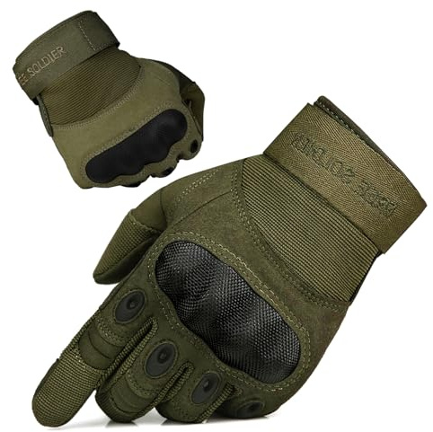 FREE SOLDIER Guanti Sport All'aperto Guanti da Moto Guanti Pieno Dita Guanti nocche rinforzate Si Applica al Ciclismo Airsoft Paintball Arrampicata Escursioni (M,Verde)