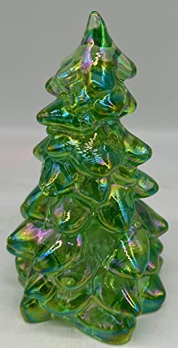Holiday Christmas Trees - American Made - Mosser Glass USA - Medium 5 1/2 (Apple Green Carnival)