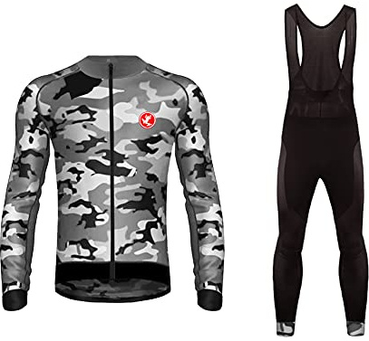 UGLY FROG Winter Jersey Thermisches Fahrradtrikot Vlies Thermo Langarm Shirt Herren Radfahren Fahrrad Lange Trikots+Bib Lange Hosen Sets-Zwei Stücke