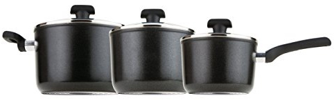 Prestige Duraforge Induction Aluminium Saucepan, Black, Set of 3