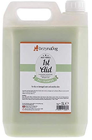 DezynaDog Magic Formula 1st Aid Medicated Dog Shampoo for Itchy Skin - Dog Shampoo Sensitive Skin - Itchy Dog Shampoo - Helps to Remedy Dry Skin & Dull Coats - Gentle & Moisturising Formula, 5 Litre