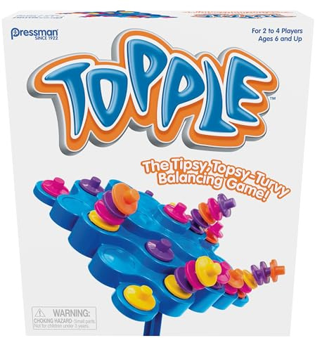 Pressman Original Topple Board Game | Classic & Fun Balancing Game for Kids & Family | Promotes STEM Skills | Great Gift Idea | 2-4 Players, Ages 6+