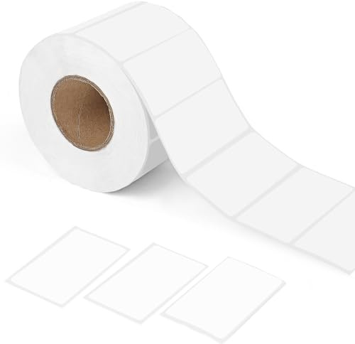 1000 Self Adhesive Address Labels Blank Roll 60mm x 30mm Office Kitchen White Sticker (Fridge Jam Spice Jar) Sticky Stickers (60 * 30mm)