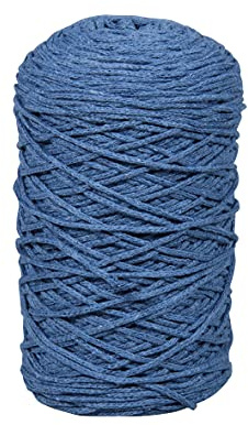 Rayher Braidy filo riciclato, intrecciato, 2 mm ø, color blu jeans, gomitolo 250m (250 g), filato per lavori creativi, macramè, pannelli, progetti con corde, 42009372