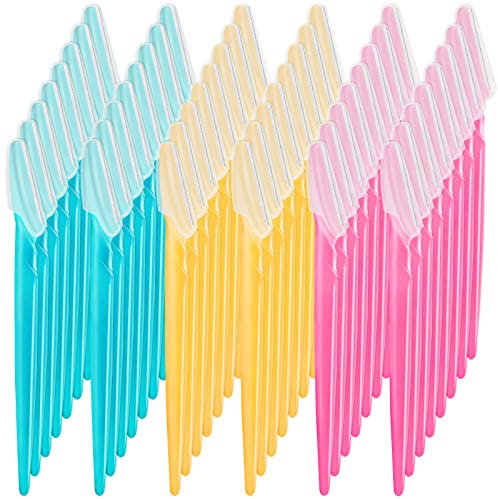 48 Stück Augenbrauenrasierer, 3 Farben, Gesichtsrasierer, Mehrzweck-Dermaplaning-Werkzeug, Augenbrauenformer, Trimmer, Rasierer mit Schutzabdeckung, Gesichtshaarentfernung für Frauen und Männer