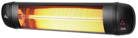 Heatlab 2kW Quartz Bulb Wall Mounted Infrared Outdoor Patio Heater with Remote Control in Black