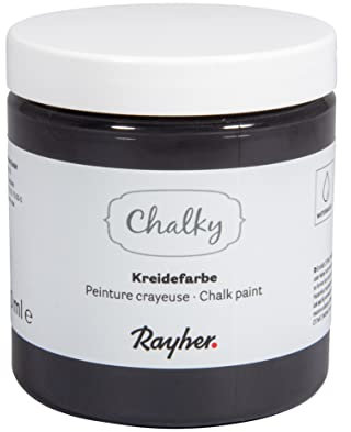 Rayher Chalky Peinture craie Shabby chic et vintage 230ml noir charbon, 35048577