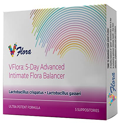 VagiBiom 5-Day Vflora (Lactobacillus crispatus + L. gasseri) to Balance Intimate Flora. Nourish and Nurture Good Flora for Skin Health. Ultra Potent 100% Natural Vegan (5 Suppositories)