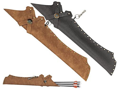 Elkrich Arrow Quiver Hip Quiver for Arrows Waist Hanged Arrow Holder Adjustable PU Leather Hip Arrows Bag (Brown)