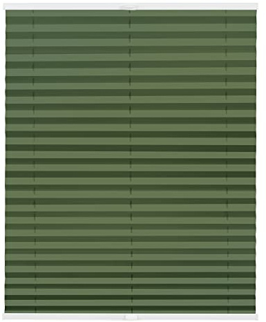 Lichtblick Plissee Klemmfix nach Maß, ohne Bohren, verspannt, Hitzeschutz, Blickdicht, Made in Germany, Thermoplissee - Oliv 80 cm x 130 cm (B x L)
