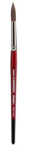 KINGART Equinox 747R-12 Round Paintbrush for Watercolor, Gouache, Inks, & Dyes, Size 12, Short Handle