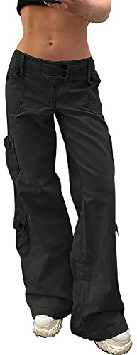 DINGJIUYAN Women Baggy Jeans Girl Aesthetic Clothes Y2k Cargo Pants for Girls Denim Joggers for Women