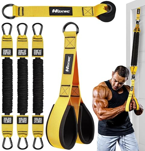HOXWC Home Gym Equipment Resistance Bands Workout Bands with Handles, Door Anchor, Trizepsseil Cable Attachment for Push Downs, Bizeps Curl, Sculpt Your Trizeps, LAT, Arms, Back, Abs, Shoulder
