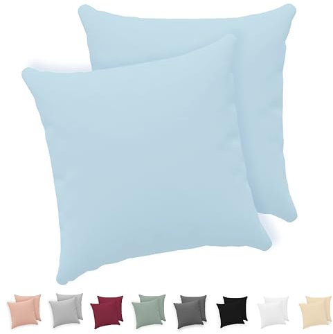 Twinzen® Kissenbezug 80x80 (2er-Set) - 100% Jersey Baumwolle 150 GSM Kissenbezüge - Blau - Für Kissenbezüge 80x80 cm - Kissenhülle - Kissenbezug mit Reißverschluss - Oeko-Tex Zertifiziert