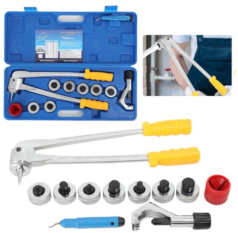 ECUTEE Juego de expansores de tubos de 10-28mm; juego de separadores de tubos, juego de expandidores de tubos, herramienta de expansión de tubos para tubos de cobre, latón y aluminio, con cabezas de