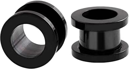 Calefee d'oreilles Tunnels Jauges Acier Chirurgical 6mm, 2 Pièce Écarteur Oreille Piercing Tunnel Double Évasé à Vis Noir Tunnels de Chair pour Homme