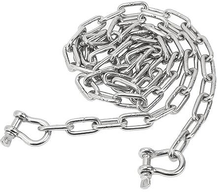 EIMSOAH Cadena de Ancla para Barcos Cadena para Ancla Cadena de Ancla de Grado Marino de Acero Inoxidable 316, Cadena de Ancla de 6.6 Pies con Grilletes Dobles Chain & Accessories