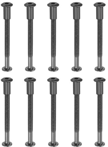 PATIKIL M6 x 70 mm Vis Chicago à Tête Hexagonale, 10 Ensembles Vis de Fixation pour Boulons, Écrous à Tête Creuse, pour Scrapbooking, Ceinture, Album Photo, Réparation de Meubles, Noir