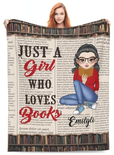 Just A Girl Custom Reading Blanket - Personalized Book Throw for Library, Gifts for Book Lovers, Women, Sister, Bestie, Christmas, Birthday
