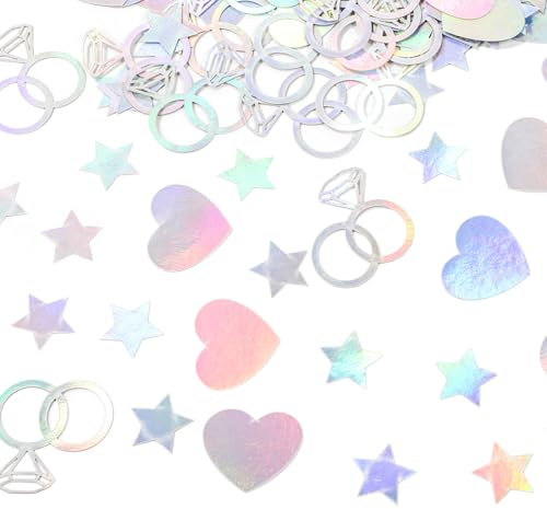 200 St Bröllopsduschdekorationer Konfetti, Bröllopsdekorationer Diamantring Hjärta Stjärnkonfetti Förlovningsfestdekorationer Glittrande Konfetti för Bröllop Bröllopsdusch Förlovningsfest