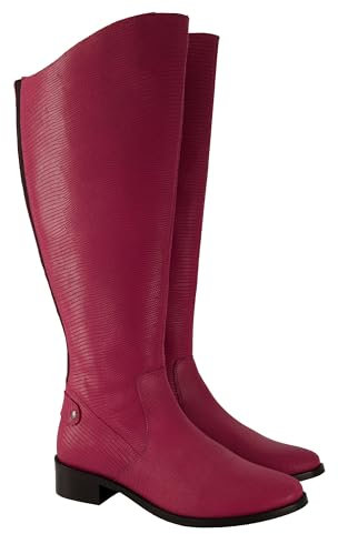 Ulla Popken Damen große Größen Übergrößen Plus Size Lederstiefel, XL-Schaft, Schlangenprägung, Weite H Dunkles Purpur 39 834503543-39