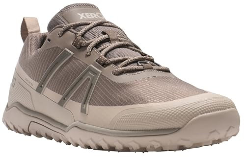 Xero Shoes Men's Scrambler Trail Low Barefoot Waterproof Shoes, Morel/Pure Cashmere, 9