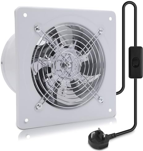 MEKOTRIN 8 Inch/200 mm Extractor Fan Kitchen, Wall Mounted Exhaust Fan Industrial Ventilation Fan with Switch Easy to Use for Kitchen Restaurant Warehouse Garage Bathroom Window(White)