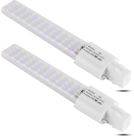 Lidesheng GX23 LED Light Bulb 6W Replacement 13W CFL LED Stick PL Bulb GX23-2 Pin Base, 3 Color Selectable 3000K/4200K/6000K 360° Beam, Driven by 120-277V and CFL Ballast, 2 Pack (3 Color, GX23 6W)