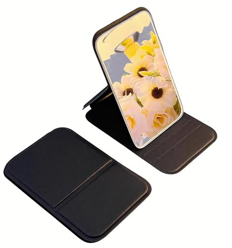 Stianiiie Espejo de Viaje portátil con Soporte, Plegable Compacto, Mini Espejo de Maquillaje para Bolsillo y Bolso, Espejos de Mano de sobremesa para Hombres Mujeres y niñas