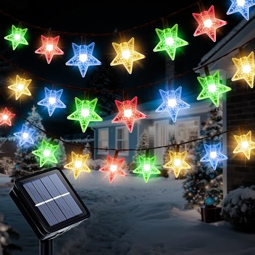 Ninonly Guirnaldas Luces Exterior Solar, 7m 50 LED Luces Estrellas Cadena Solares, 8 Modos Luz Solares Exterior Impermeable, Cadena Luces Decoración para Jardín Navidad Festivales Dormitorio Bodas