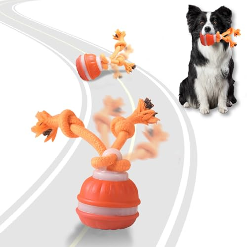 Jouet Interactif pour Chien, Jouet Interactif Intelligent pour Chien qui Soulage l'ennui, Balle Roulante Activée par l'exercice, Adaptée aux Chiens de Petite, Moyenne et Grande Taille (Orange)