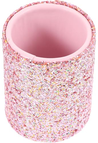 IWOWHERO Estuche Para Brochas De Maquillaje Con Purpurina Pequeño Cubo Portátil Organizador De Brochas De Maquillaje Para Tocador Y Viajes 3.54X2.83X2.83In