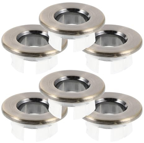 ELAYARD Tappi di Ricambio per Lavandino Bagno 6 Pezzi in Rame e Abs per Foro 23-25 Mm, Installazione Rapida, Copertura Troppo Pieno per Lavandino e Lavabo in Cucina e Bagno