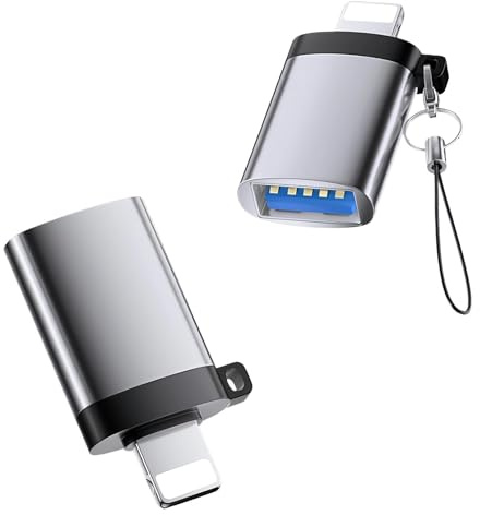 SJACXANM 2Pcs Adaptador Lightning a USB, Convertidor USB a Lightning, Macho a Hembra USB C OTG Thunderbolt Adaptador USB 3.0 OTG para iPhone/i-Pad, Compatible con USB Stick, Hub, Teclado Midi, Ratón