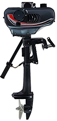 Motor fueraborda de 3,5 CV, motor fuera de borda de 2 tiempos, motor de gasolina de 2 tiempos, semirefrigerado por aire/medio agua, tanque de 1,3 litros, con CDI, arranque manual, apto para barcos de