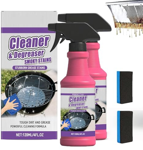 Fast-Acting Heavy Duty Grill Degreaser Spray Limpiador de Barbacoa, Limpiador Multiusos, Spray Limpiador de Cocina, Limpiador de Hornos, Limpiador de Manchas y Desengrasante (A, 2 unidades)
