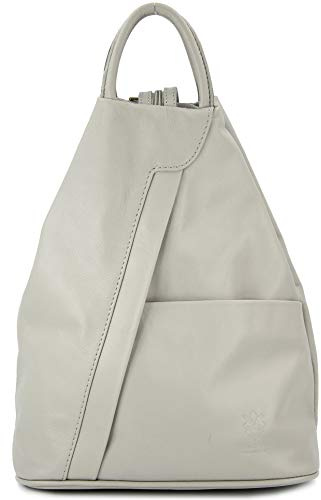 Belli City Backpack leichte italienische Leder Damentasche Rucksack Handtasche in hellgrau - 29x32x11 cm (B x H x T)