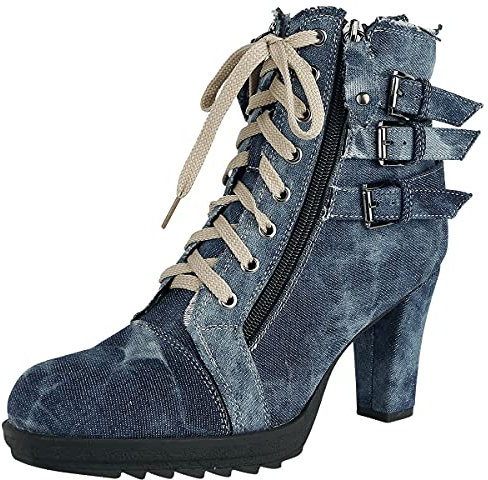 Rock Rebel by EMP Damen Blaue High-Heels aus Jeans-Stoff im Used-Look EU40