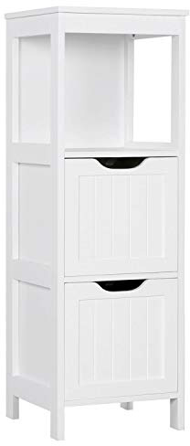 Yaheetech Armadietto da Terra in Legno Mobile per Bagno Mobile Autoportante ad Angolo Armadio con 2 Cassetti per Medicine Mobile da Cucina Salotto Soggiorno Corridoio 89 x 30 x 30 cm
