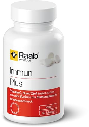 Raab Vitalfood Immun Plus Lutschtabletten, Nahrungsergänzungsmittel mit Vitamin C, Vitamin D3, Zink und Biotin, 60 Stück