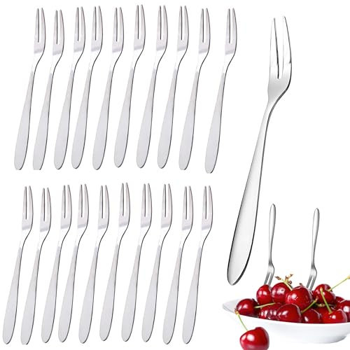 CINY Forchette da Dessert 20 Pz, Forchetta Frutta In Acciaio Inox, Insalata, Antipasto, Set Forchettina Per Torte, Forchette Cocktail, Forchette Decorative, Per Famiglie, Ristoranti, Bistrot e Bar
