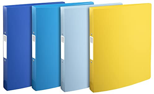 Exacompta 54140E 4er Pack Ringbücher BeeBlue Recycling-Kunststoff 2 O-Ring-Mechanik DIN A4 Füllhöhe 30 mm Rücken 40 mm farbig sortiert Ringhefter Hefter ideal für Büro und Schule