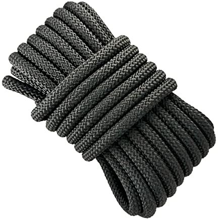 12mm Corde en Polyester Haute Ténacité. 10M. Noir