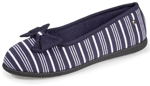 Isotoner Chaussons pantoufles Ballerines femme ultra confortables, 36, rayure marinière
