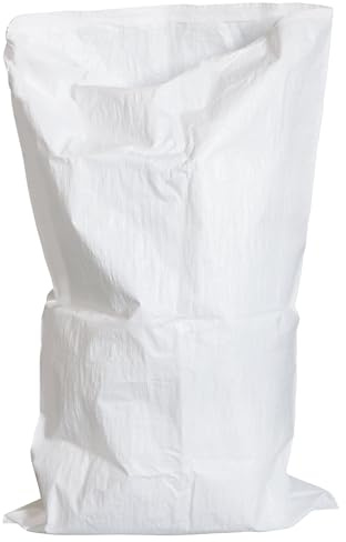 SKIR'CO 20 sacos tejidos de polipropileno blanco de 70 x 120 cm, bolsas de polipropileno con forro de polietileno, saco de construcción de escombros, sacos de eliminación de residuos