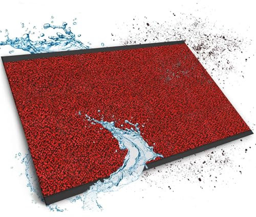 Floordirekt Schmutzfangmatte auf Maß, 120 x 150 cm, Rot-Schwarz, Fußmatte, Türmatte Eingangsbereich, Fußabtreter, Türvorleger, Sauberlaufmatte, Meterware, Sky