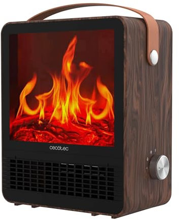 Cecotec Riscaldatore Caminetti Elettrici ReadyWarm 1500 Ceramic Flames. 1500W, in ceramica con Effetto Fiamma, Fino a 15m², 2 modalità di funzionamento, Silenzioso, Spegnimento Automatico